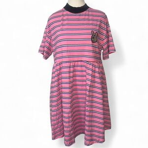 Lazy Oaf rare oversized Striped Bunny Dress Sz Medium